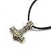 Hammer Necklace,Haluoo Personalized Satinless Steel Hammer Of Thor Mjolnir Pendant Necklace Vintage Hip Hop Engraving T-Shaped Pendant Black Leather Long Necklace For Women Men (Antique Gold)thumb 4