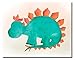 Dinosaur Watercolor Prints - Set of 6 (8 inches x 10 inches) Photos - Cute Kids Boys Girls Bedroom Wall Art