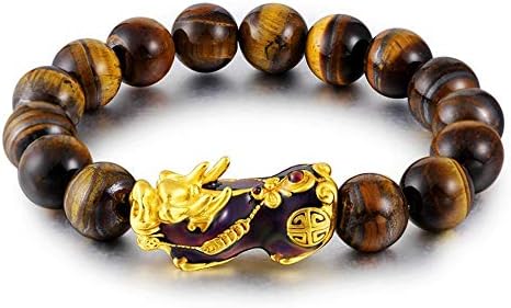 Liudaye Natural Tiger Eye Color Pixiu Bracelet Mens Gift