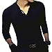 8sanlione Mens Slim Fit V-Neck Tee Short-Sleeve/Long Sleeve Polo Casual T- Shirts(Medium,L-Black)