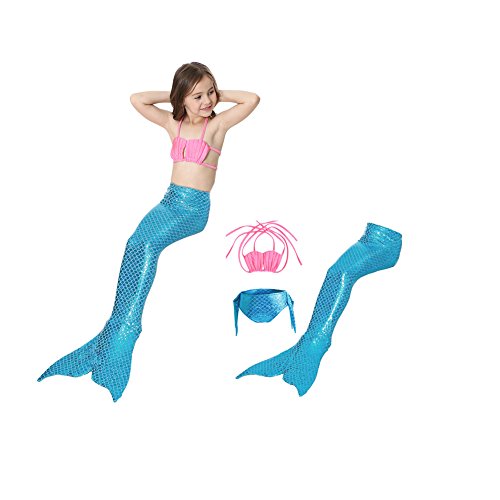 Mermaid Swimming Suit 3pcs Swimwear Top Panties Mermaid Tail Bikini |  Desertcart Aruba