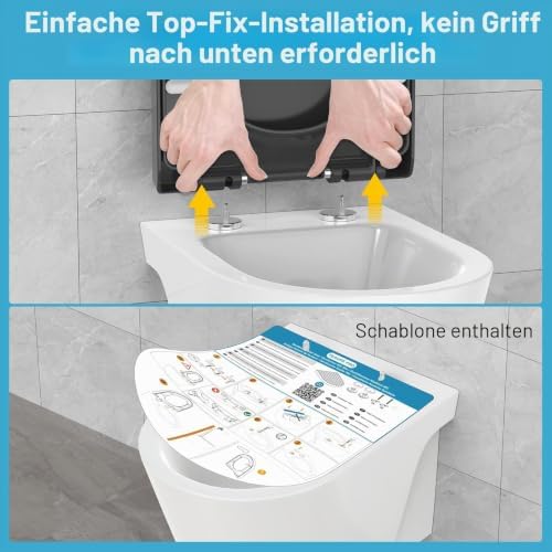 Toilettendeckel mit Absenkautomatik D-Form Kurz aus PP, Grau