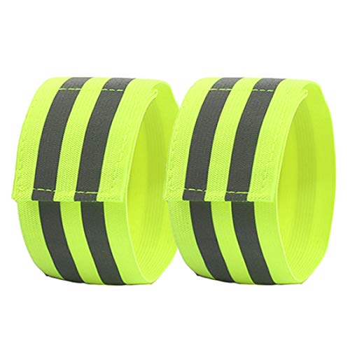 YUNYILAN Reflective Band for Wrist, Arm, Ankle, Leg. High Visibility Reflective Running Gear for Men and Women for Night Running Cycling Walking Bicycle. Safety Reflector Tape Straps (2 Pack)