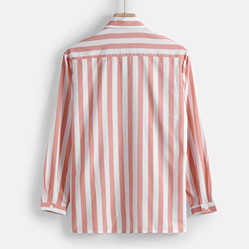 Camicia-Uomo-Slim-Fit-Manica-Lunga-Righe-Elegante-Sasstaids-Strisce-Verticali-Moda-Tops-con-Pulsante-Casual-Shirts-Poliestere-Nero-Rosa-MLXLXXLXXXL
