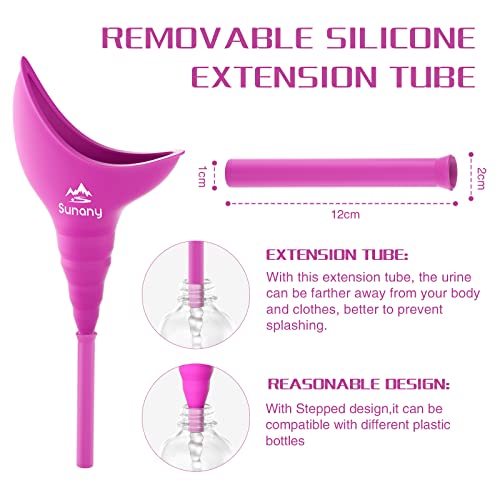 Sunany Female Urinal, Female Urinal with Silicone Funnel, Portable for Standing Female, Reusable Urinal for Female Toilet, for Outdoor, Activities, Camping, Travel