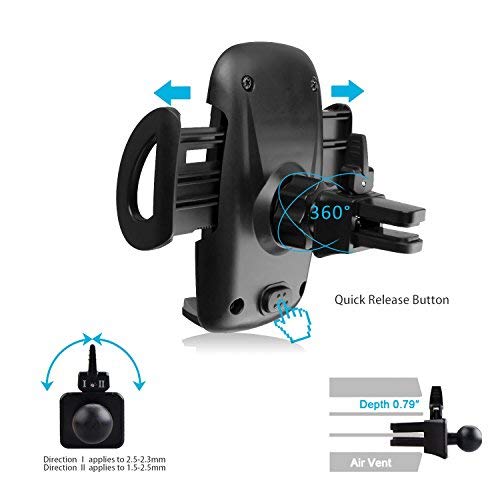 Soporte Movil Coche, Sostenedor de Teléfonos Móviles Universal IZUKU [Rotación de 360 grados] para Smartphone(IPHONE 5/6/7/7P,SAMSUNG ,HUAWEI) y Dispositivo GPS. Con una anchura de 5,3 cm a 9,5 cm