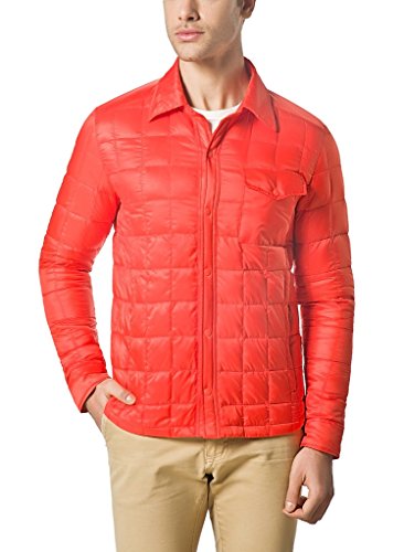 XPOSURZONE Men Packable Down Quilted Shirt Lightweight Puffer Jacket Spicy Orange M