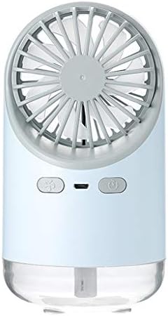 Portable USB Powered Cooling Fan | Handheld Mini Fan | 3 in 1 Humidifier Night Light Fan Mini Headstock USB Desktop Fan for Shopping Office Outdoor Sport Household Camping (Blue)