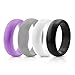ThunderFit Silicone Wedding Bands for Women, Dome Unique Anniversary Rings 5.5mm Wide 2mm Thick - 1/2/3/4/5/6/7/8/12 Variety Multipack (Purple, Grey, Black, White - Size 4.5-5 (15.70mm))