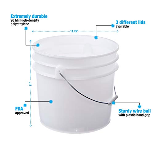 Letica Premium 3.5 Gallon Bucket, HDPE, Natural, 5 Pack Pricepulse