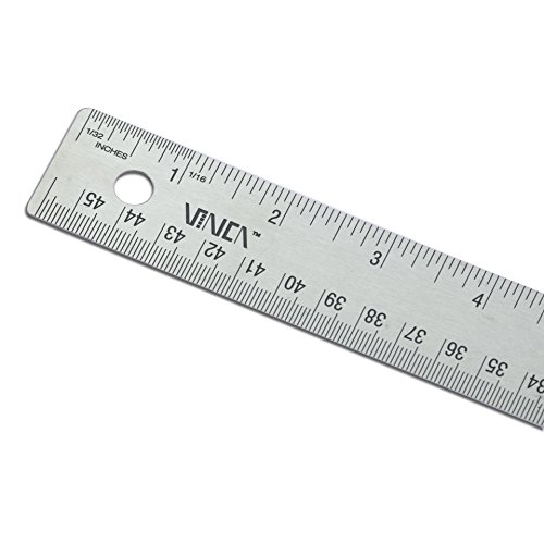 image for VINCA SSRN-18 Stainless Steel Office Drawing Ruler 0-18 Inch 0-45cm wi