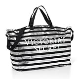 Victoria's Secret Bombshell Tote Duffle Bag Black & Silver Stripe