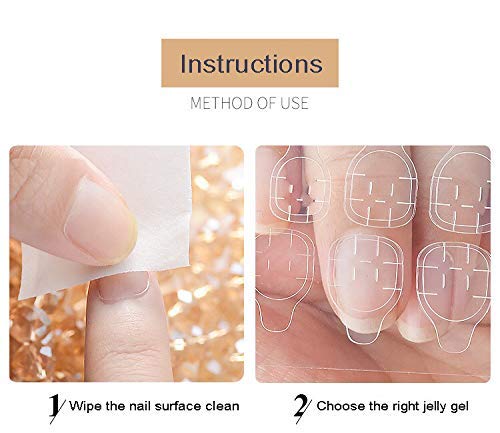 Siusio 1200pcs (50 Sheets) Nail Glue Sticker, Double Sided Nail Glue Jelly Gel Tape Transparent Flexible Adhesive Fake Nails Tips - Thumbnail 4