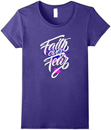 Womens Faith Over Fear T Shirt - Motivation Shirt Large Purple