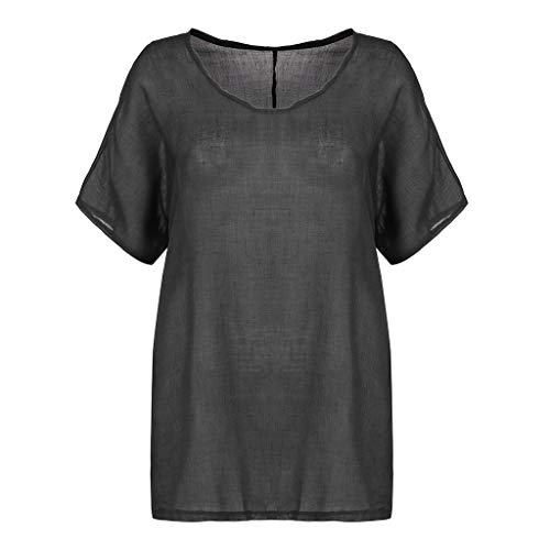 image for Toimothcn Women Short Sleeve Plus Size Tunic Tops Casual O-Neck Solid 