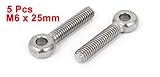 Uxcell M6 x 25mm Stainless Steel Machinery Shoulder Lifting Eye Bolt, 5 Piece
