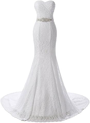 G Marry Women's Strapless Mermaid Lace Brial Wedding Dress (22, White)