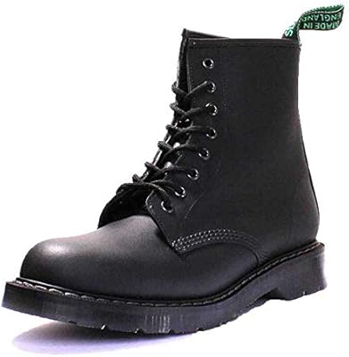 black greasy 8 eye derby boot