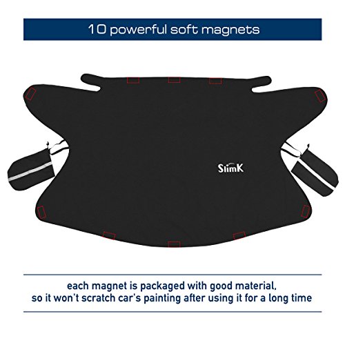 SlimK Magnetic Windshield Cover for Ice and Snow Fits Any Car, Truck, SUV, Van or Automobile - 4 Seasons Smart Use - Top Quality Exterior Auto Snow Windshield Cover Magnetic Edges No Need Ice Scraper