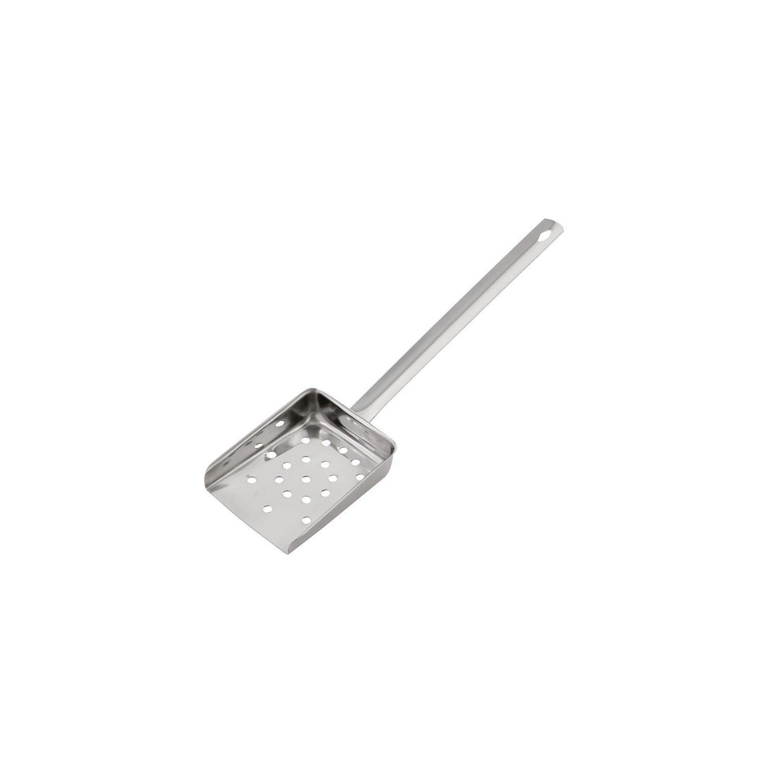 Vogue Flat Handled Chip Scoop - Stainless Steel, Perforated for Drainage Speed Scoop Shovel J611
