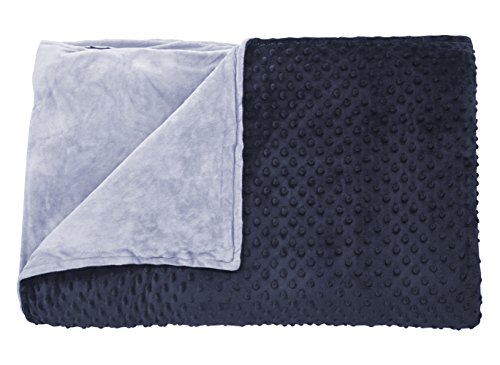 Premium Weighted Blanket with Cover for Adults with Autism, Sensory Processing Disorder or Anxiety Wanting Deeper Sleep - 60"x 80", 15 lbs, Blue & Grey Minky Cover, Cotton Weighted Layer