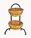 FixtureDisplays 3 Tier Wicker Basket Metal Stand with Sign Clips, Market Basket Storage Organizer 19425