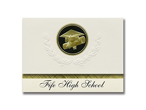 Signature Announcements Fife High School (Tacoma, WA) Graduation Announcements, Presidential style, Elite package of 25 Cap & Diploma Seal Black & Gold