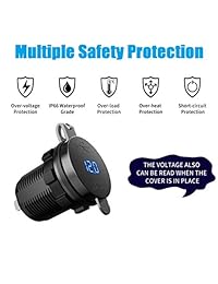 LaoDa Dual USB Cargador Socket Impermeable Enchufe de Alimentación 2.1A & 2.1A con voltímetro & Fusible de alambre DIY Kit para 12-24V coche barco moto marina