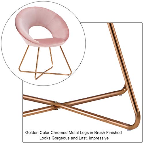 Duhome Modern Upholstered Living Room Accent Chairs Home Office Chairs for Dining Room Contemporary Velvet Arm Leisure Chairs for Bedroom 1 pcs, Salmon Pink - Thumbnail 3
