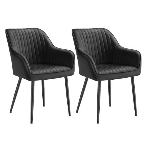 SONGMICS Esszimmerstuhl, 2er Set, Küchenstuhl, Sessel, Samt, Polsterstuhl mit Armlehnen, Loungesessel, bis 120 kg belastbar, Metallbeine, für Esszimme