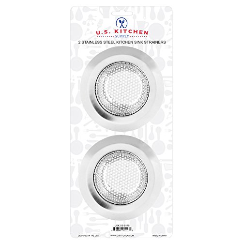 U.S. Kitchen Supply - 2 Pack of Stainless Steel Micro Perforated Kitchen Sink Strainers - 4.5" Diameter, 2.75" Bowl -, Catch Waste, Prevent Clogs Also Works for Acrylic Paint Pouring Technique