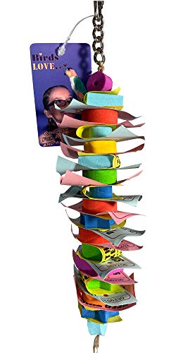 Birds LOVE Single Strand Tickets and Foam Blocks Parrot Toy for Small Birds, Chewing Biting Shredding Cage Toy, Cockatiels Lovebirds Green Cheek Conures Parakeets