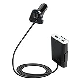 TEQStone 4 USB Ports Passenger Car Charger Kit for Front/Back Seat +6 Feet Extension Cable + Charging Hub for iPhone,Samsung Galaxy S4/S5,Laptop/Android Cell Phone(Black)
