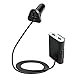 Car Charger,TEQStone 4 USB Ports Car Charger Kit, 6 Feet Extension Cable +Dual USB Charging Hub for iPhone 7,Samsung Galaxy S4/S5,Laptop Android Phone(Black)