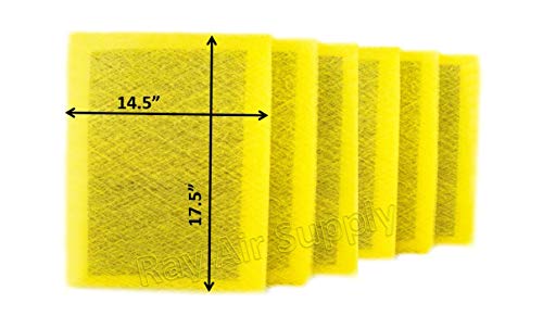 RAYAIR SUPPLY 16x20 MicroPower Guard Air Cleaner Replacement Filter Pads (6 Pack) Yellow