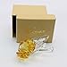 Waltz&F Crystal Rose Flower,Glass Rose Paperweight Figurine Collectible Statue Wedding Table Centerpiece Ornament,Yellow Rose
