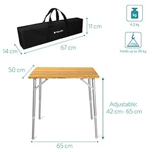 Navaris Bambus Campingtisch faltbar - Klapptisch belastbar bis 30kg für Outdoor Camping Angeln - Tisch Aluminium Beine… – Bild 5