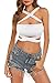 KAKALOT Women's Criss Cross Halter Bandage Crop Tops Cut Out Active Bustier Cami S White