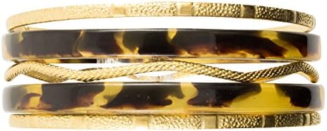 Susan Shaw 24k Handcasted 5-Piece Gold Plated and Faux Tortoise-Shell Bangle Bracelet Set