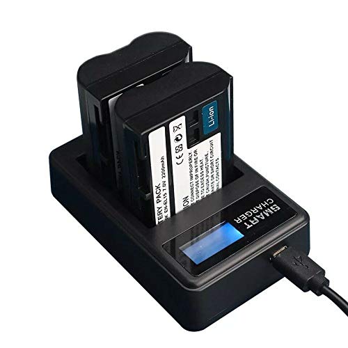 Yangers 2-Pack 2200mAh EN-EL15 Battery+USB Dual Charger Set for Nikon D500 D600 D610 D750 D800 D800E D810 D810A D850 D7000 D7100 D7200 D7500 Nikon 1 V1 Z6 Z7