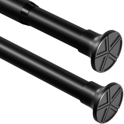 Venwemong Shower Curtain Rod, Extendable No Drilling Adjustable Shower Curtain Rod for Bedroom Windows Door Curtain, Black, 185-420cm