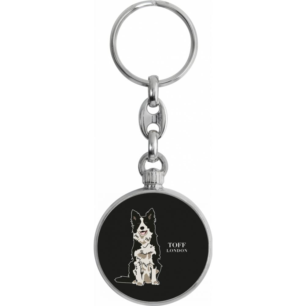 Toff London Black And White Border Collie Dog Keyring