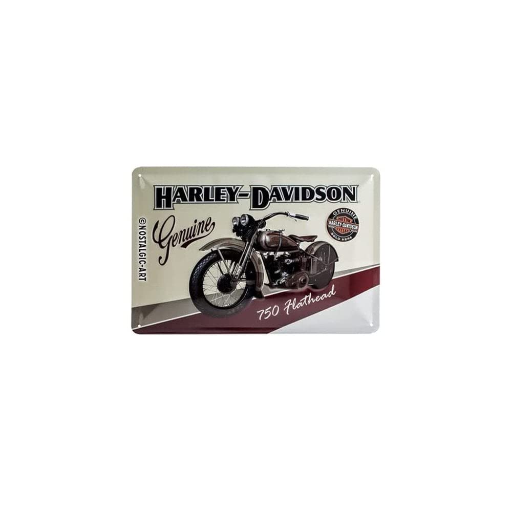 Nostalgic-Art Retro Tin Sign – Harley-Davidson Flathead – Gift idea for motorcycle fans, Metal Plaque, Vintage design for decoration, 20 x 30 cm