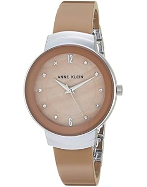 Women's Quartz Metal and Resin Dress Watch, Color:Beige (Model: AK/3107TNSV)