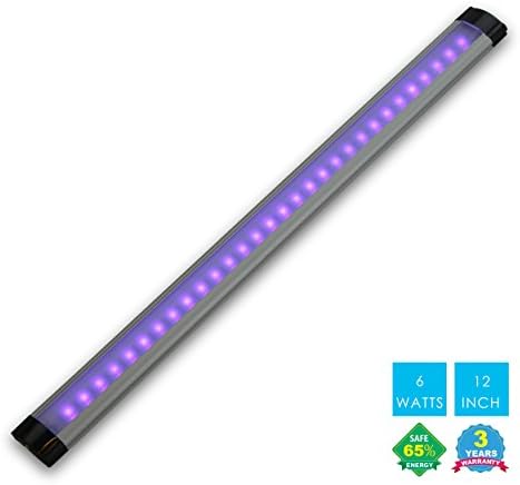 UV LED Black Light Fixture, Lee Lighting 6W Portable Blacklight Lamp for Ultraviolet Curing, Authentication Currency, UV Body, Poster, Stain Detector or DJ Party
