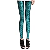 Dawdyfu Women Full length Fish Mermaid Scales Printed Leggings