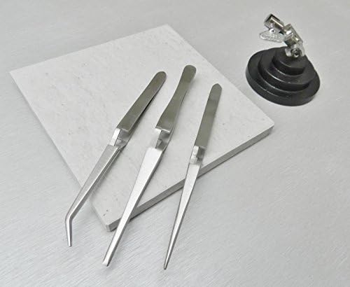 Torch Soldering Tools Solder Board Plate 6" Set of 3 Cross Locking Tweezers &amp; 3rd Hand Base