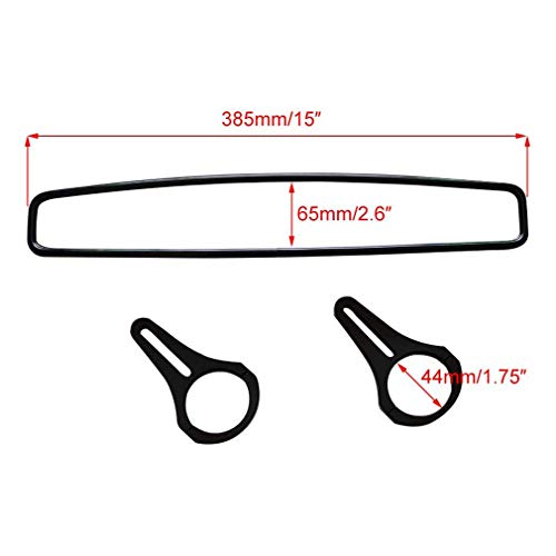 WOOSTAR 15" Wide Center Rear View Mirror with 1.75" Clamps Replacement for ATV UTV Yamaha Viking, POLARIS RZR, Can-am Commander Motorcycle Dirtbike Black