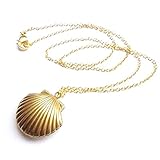 Adecco LLC Sea Shell Locket, Mermaid Valentine Necklace, Little Shell Locket, Nautical Jewelry