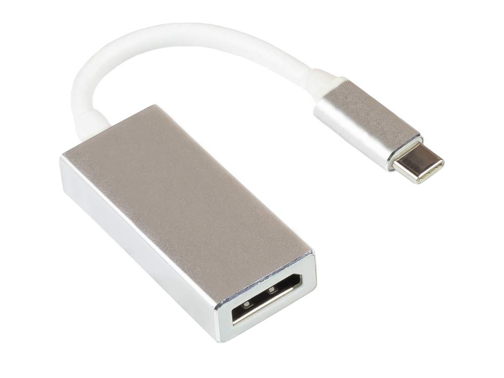 Good Connections USB C to DisplayPort 1.2 Adapter - USB-C Male to DisplayPort 1.2 Female - 4K / UHD @ 60Hz - Aluminium Housing - Silver - Approx. 15 cm